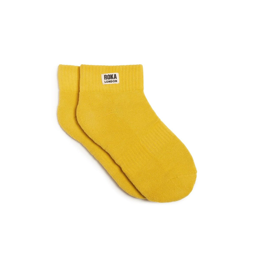 Roka London Wembley Organic Cotton Ankle Socks, Summer Yellow