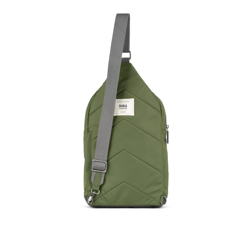 Roka London Willesden B Large Crossbody Bag, Avocado (Recycled Nylon)