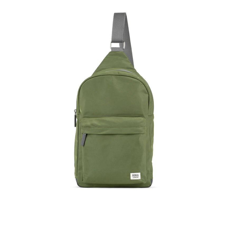 Roka London Willesden B Large Crossbody Bag, Avocado (Recycled Nylon)