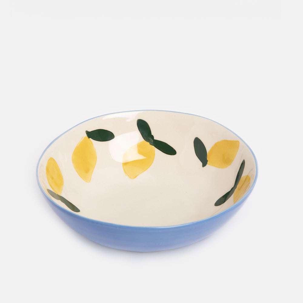 Caroline Gardner Lemons Stoneware Shallow Bowl