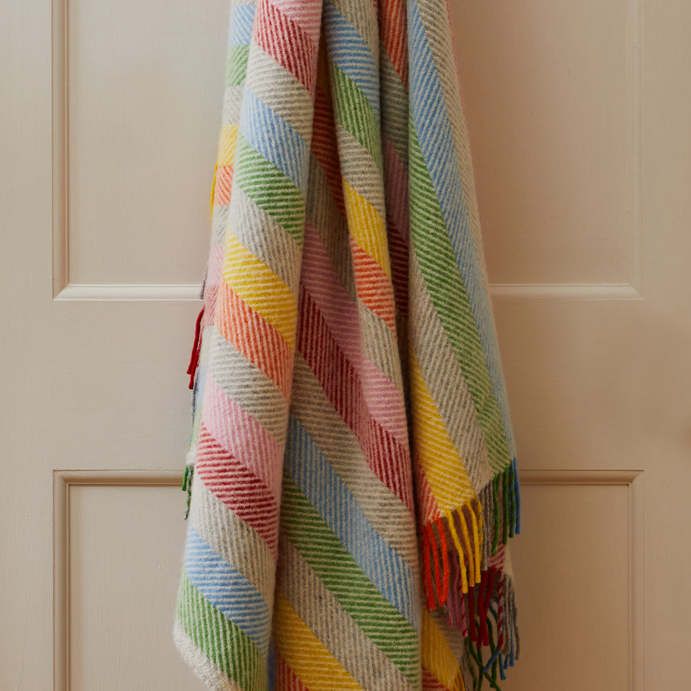 Tweedmill  Pure New Wool Throw, Stripe Rainbow
