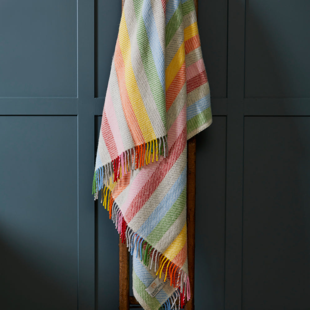 Tweedmill  Pure New Wool Throw, Stripe Rainbow