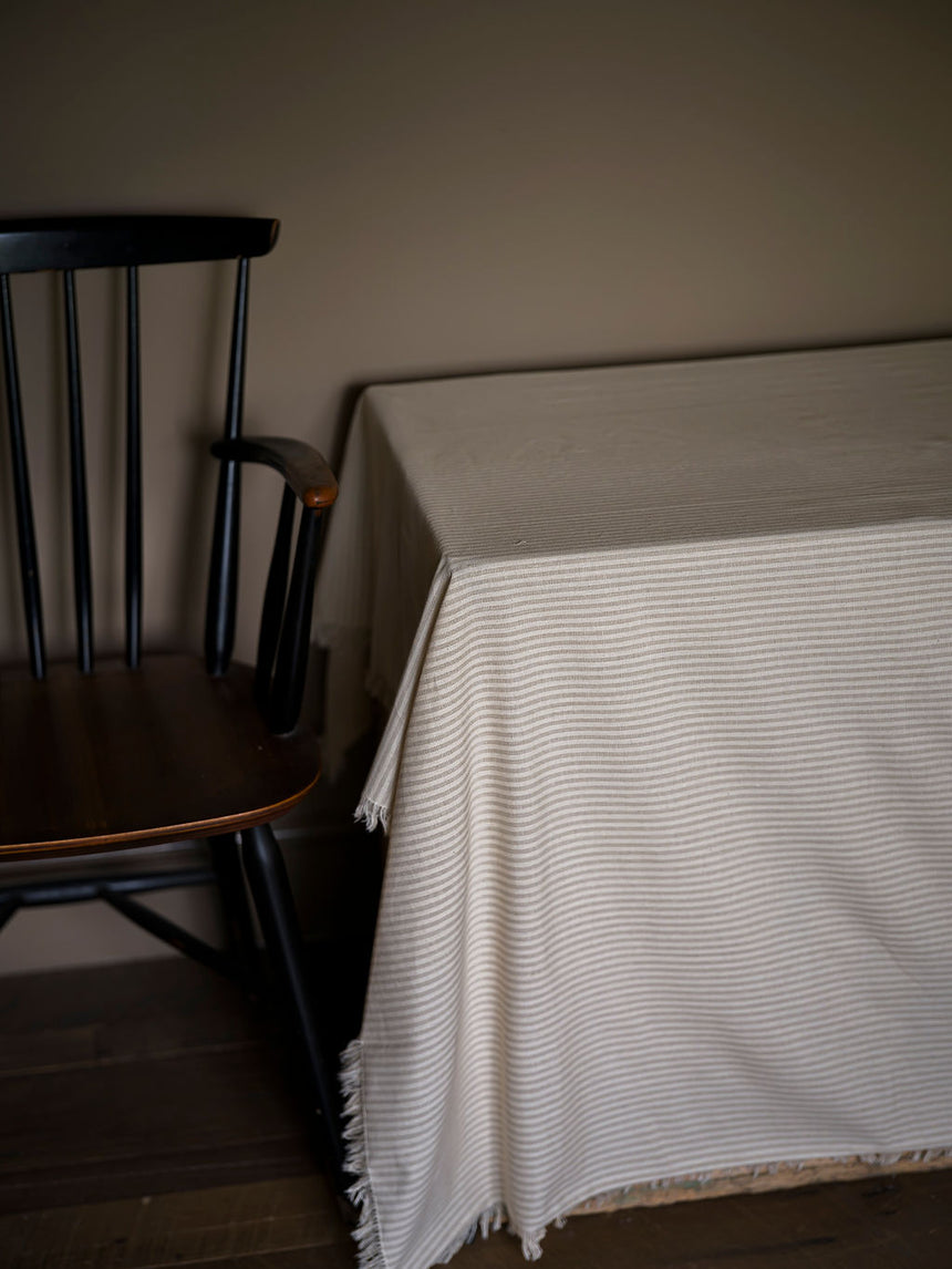 Morgan Wright Manor Stripe Tablecloth, Taupe
