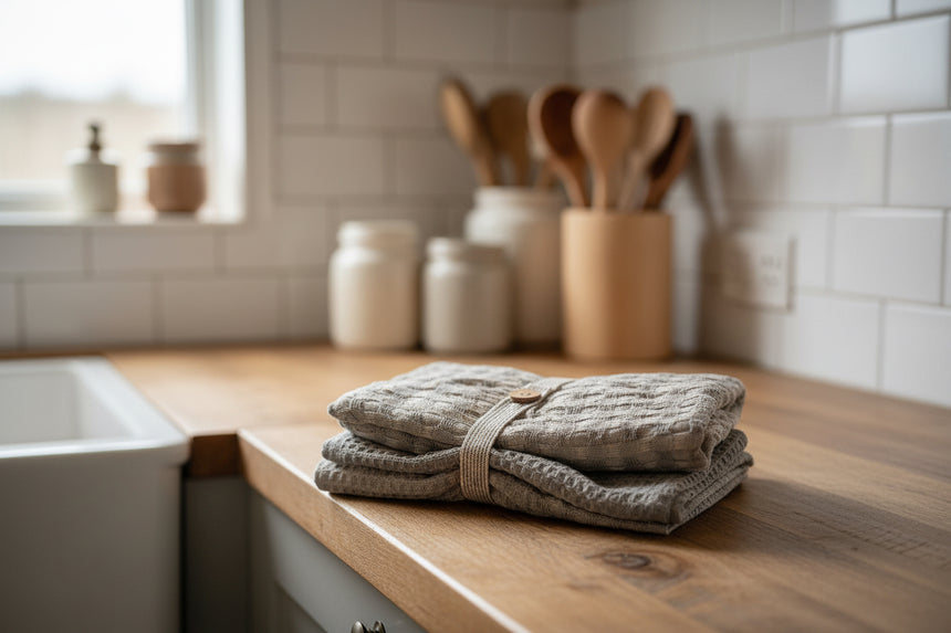 Morgan Wright Luxury Waffle Tea Towel, Slate ( Set Of 2 )