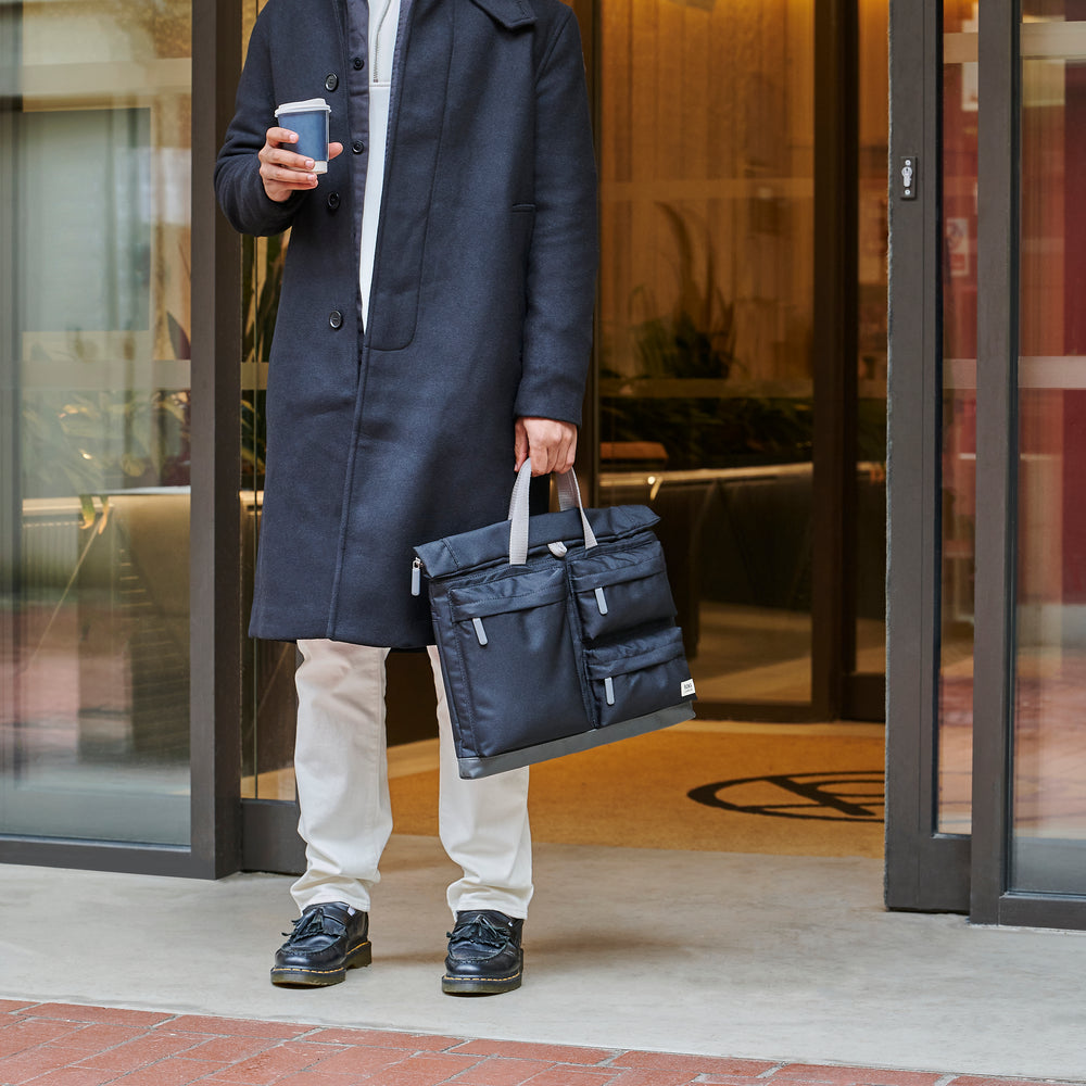 Roka London Blackfriars Messenger Bag, Ash (Recycled Canvas)