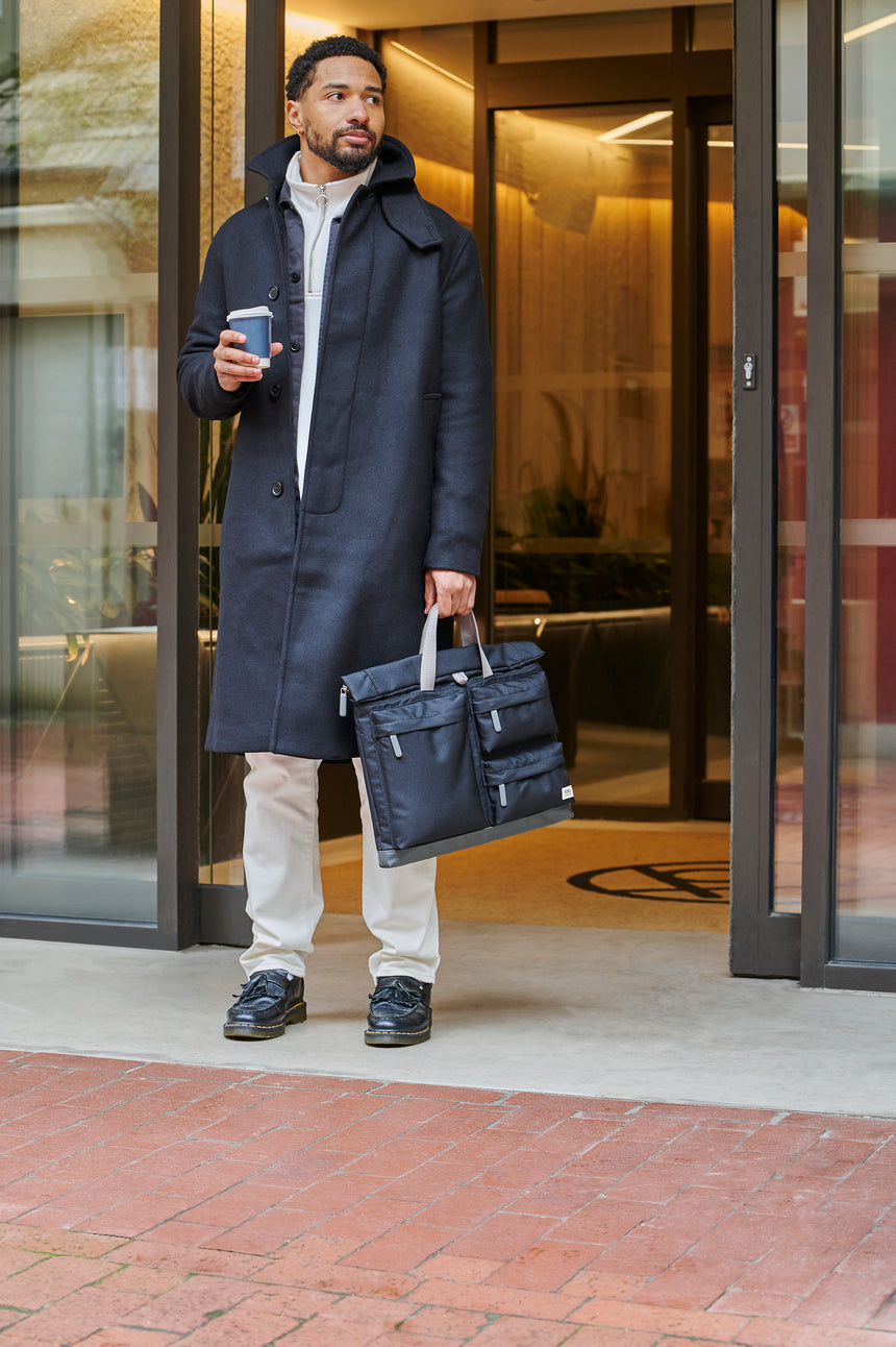Roka London Blackfriars Messenger Bag, Ash (Recycled Canvas)