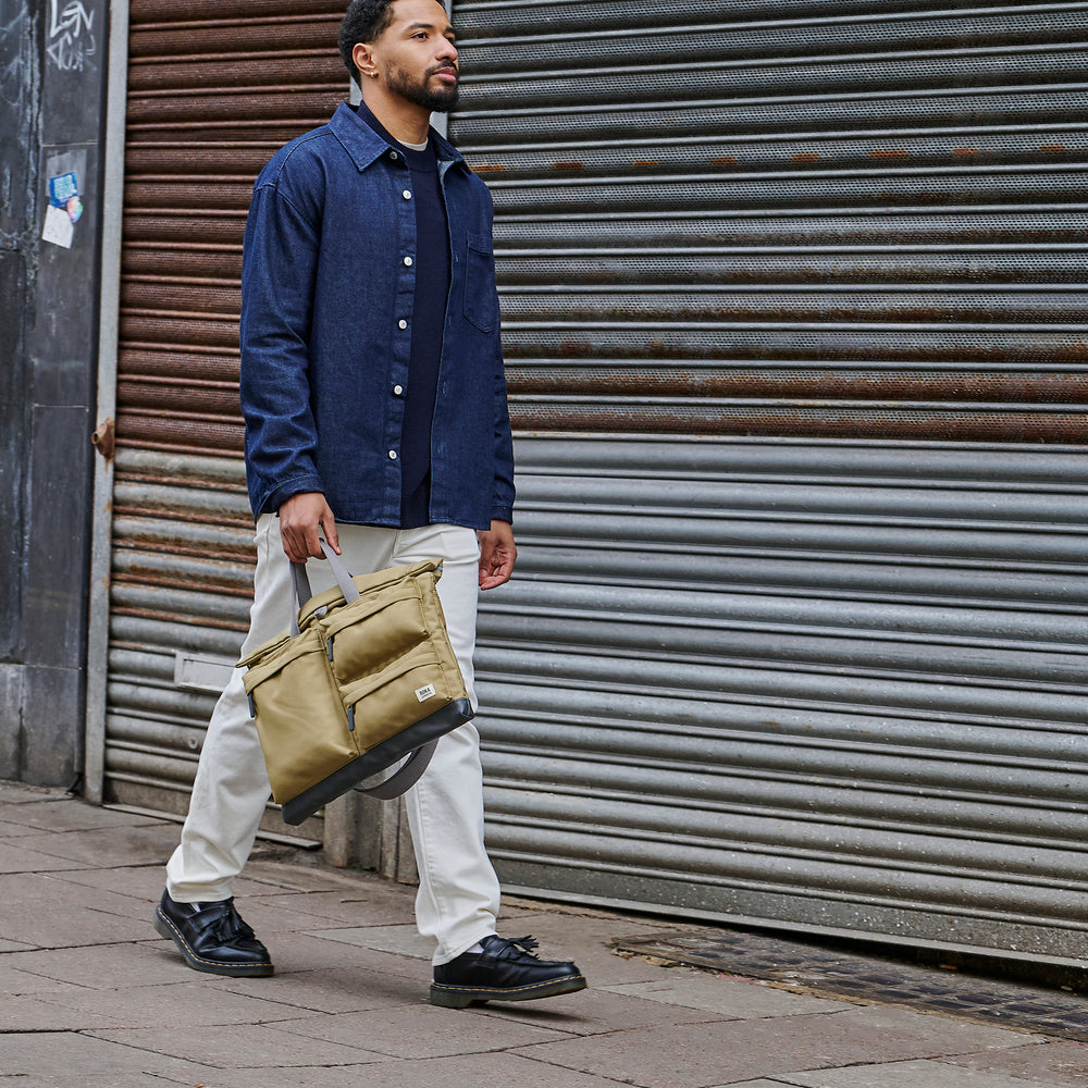 Roka London Blackfriars Messenger Bag, Khaki (Recycled Canvas)