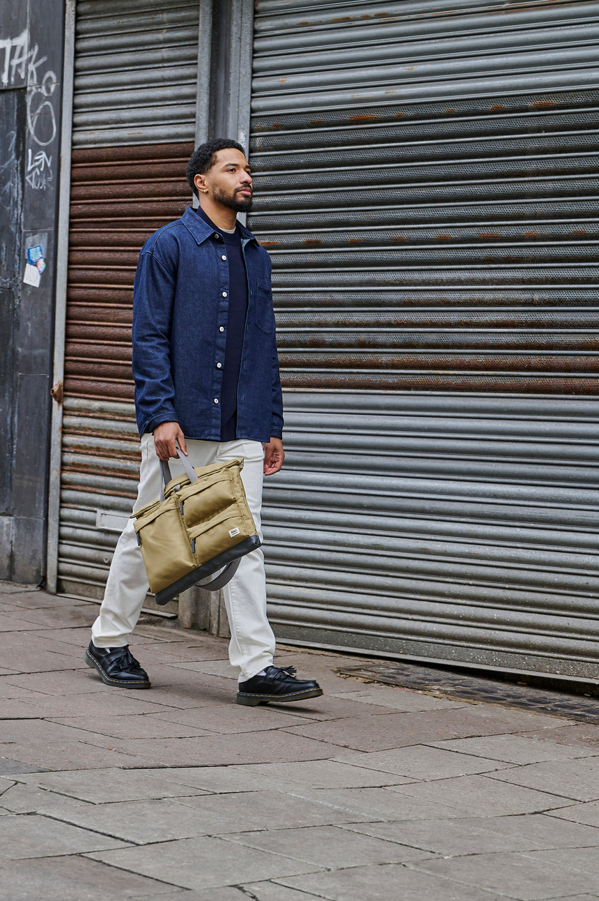 Roka London Blackfriars Messenger Bag, Khaki (Recycled Canvas)