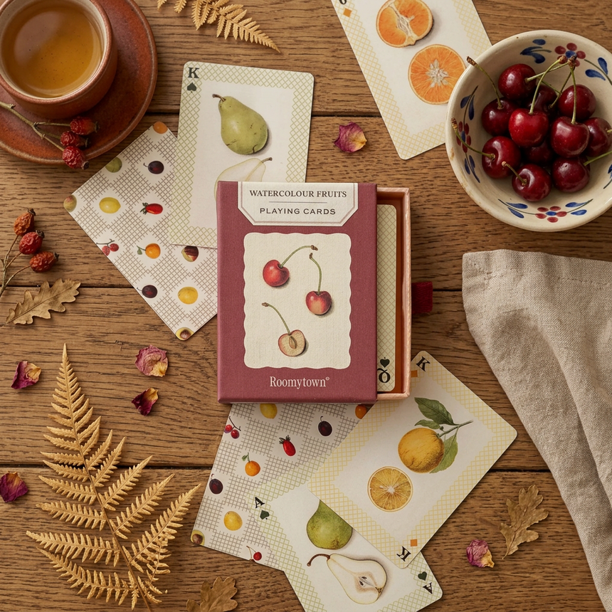 Roomytown Single Playing Card Deck, Watercolour Fruits