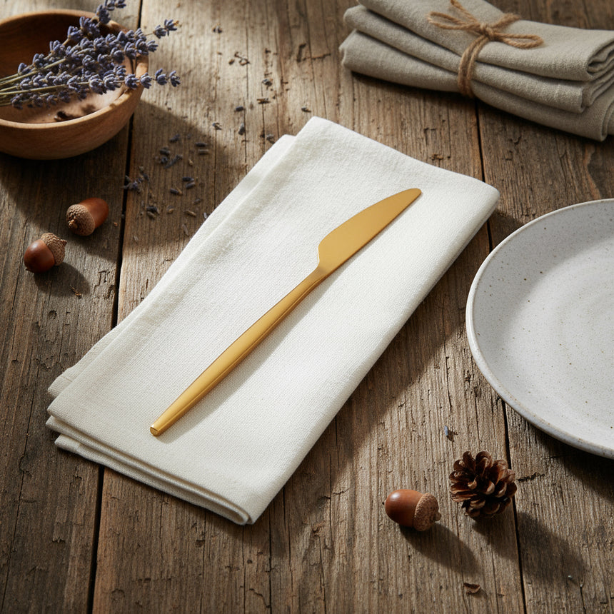 Gold knife on a white background