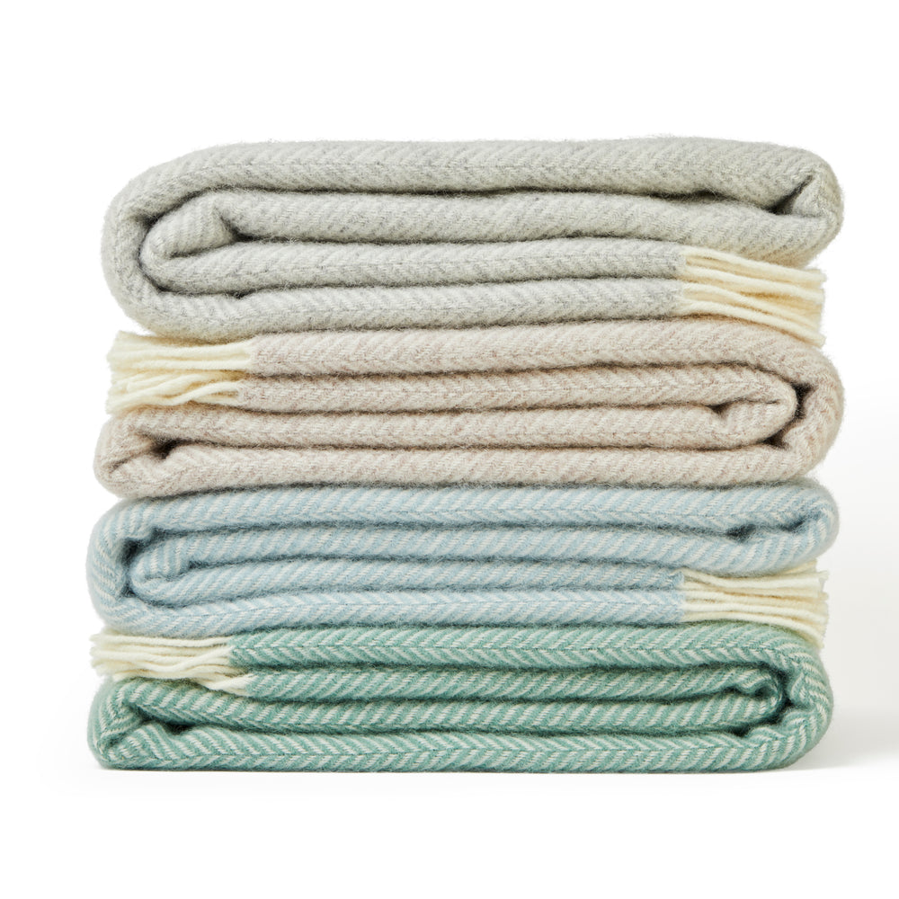 Tweedmill Fishbone Pure New Wool Throw, Sea Green