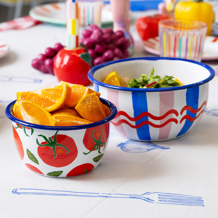 Talking Tables Bon Appetit Striped  Enamel Bowl , (16CM)