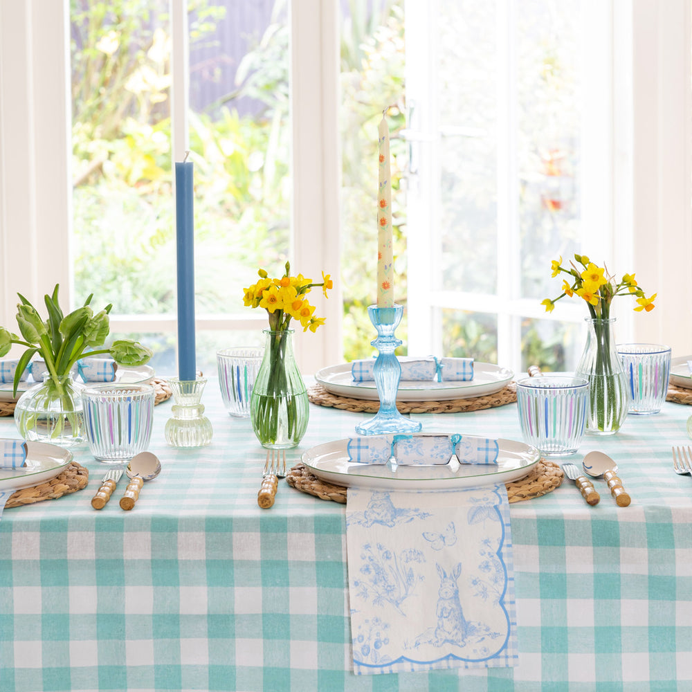 Talking Tables Bon Appetit Gingham Cotton Tablecloth, Mint