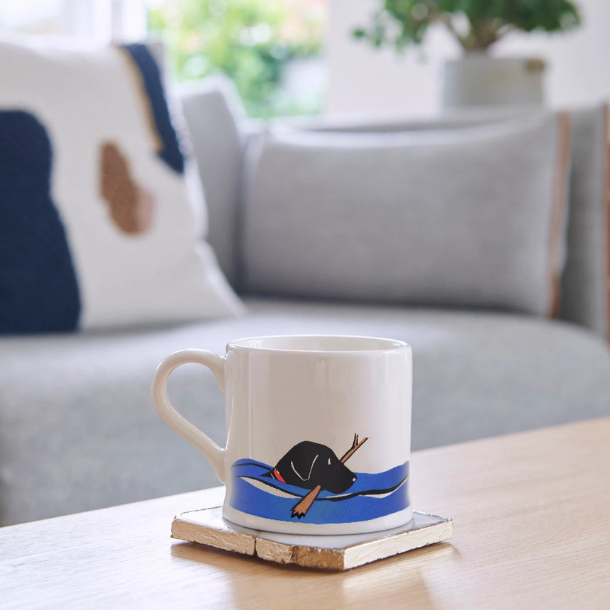Sweet William Ceramic Mug, Swimming Black Labrador