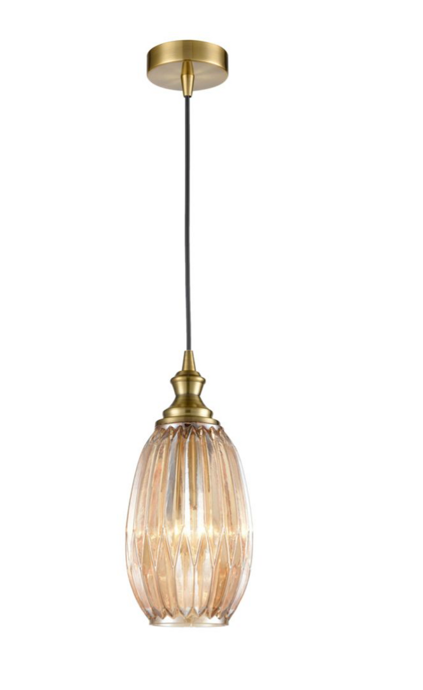Refract Oval Glass Pendant, Champagne