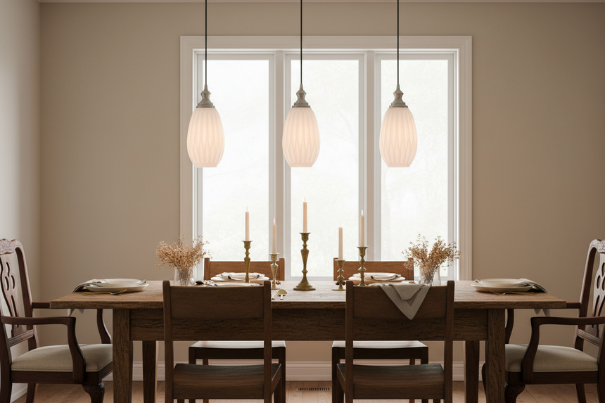 Refract Oval Glass Pendant, White