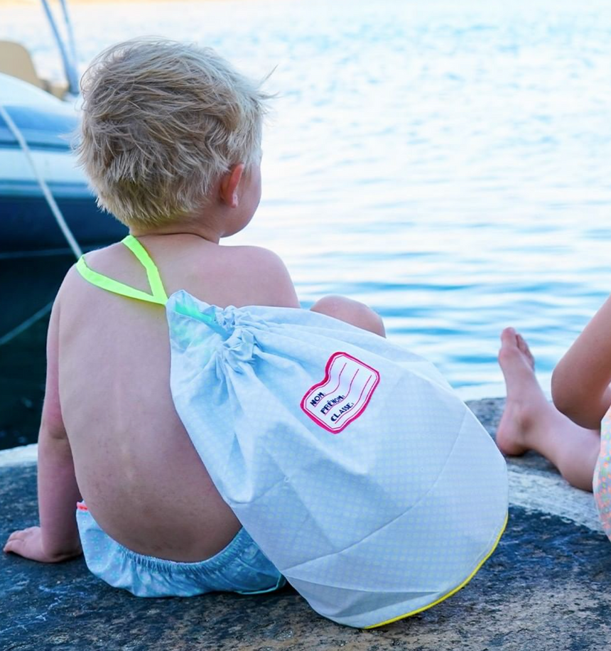 Petit Pan Drawstring Kids PE Bag Washed Blue