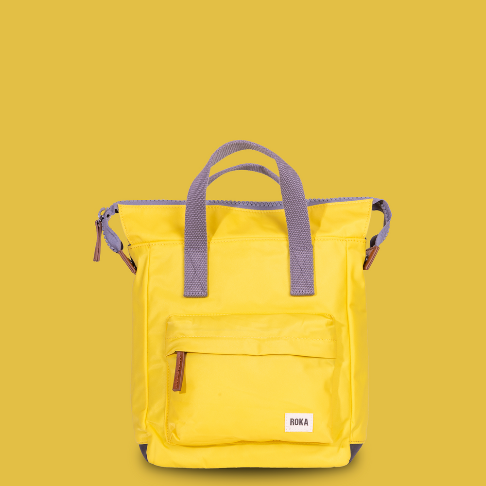 Roka London Bantry B Small Rucksack, Custard (Sustainable Canvas)