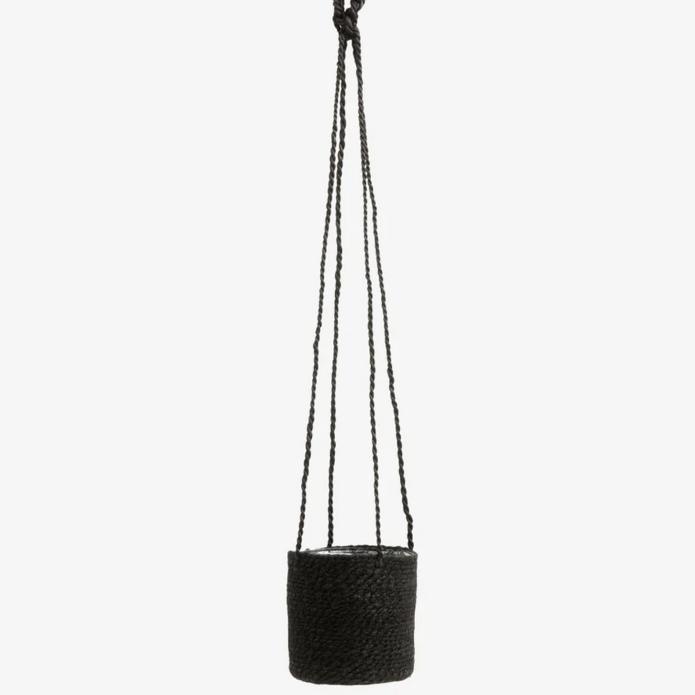 Nordal Jute Hanging Basket, Black