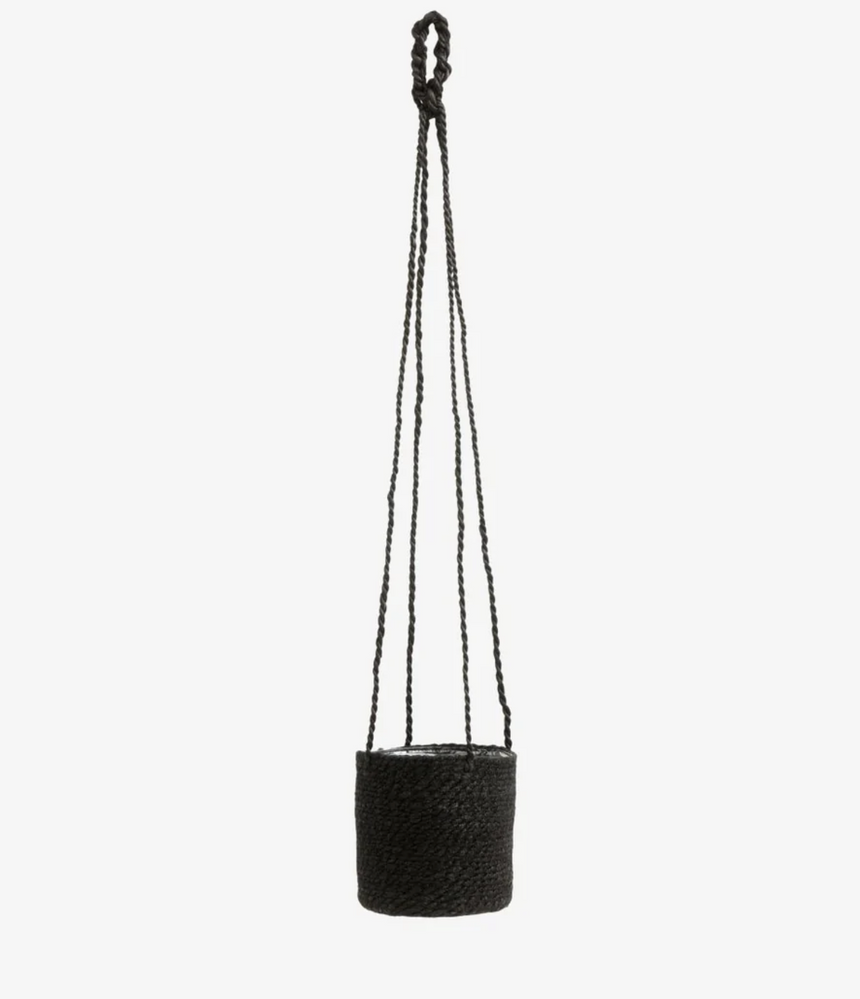 Nordal Jute Hanging Basket, Black