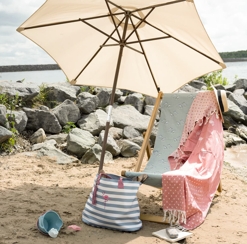 Sophie Allport Cotton Hammam Beach Towel/ Blanket, Flamingo
