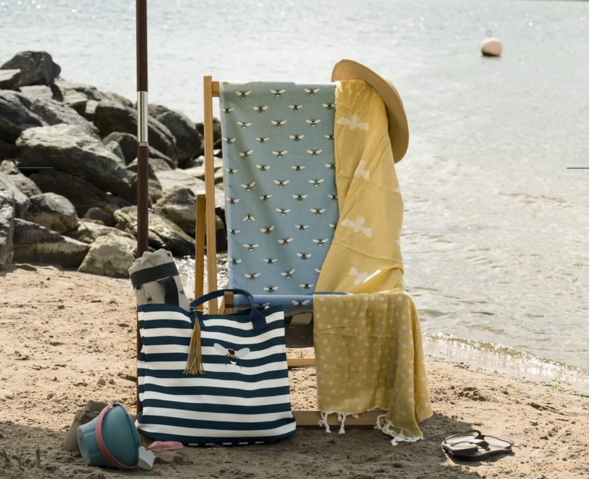 Sophie Allport Cotton Hammam Beach Towel/ Blanket, Bees