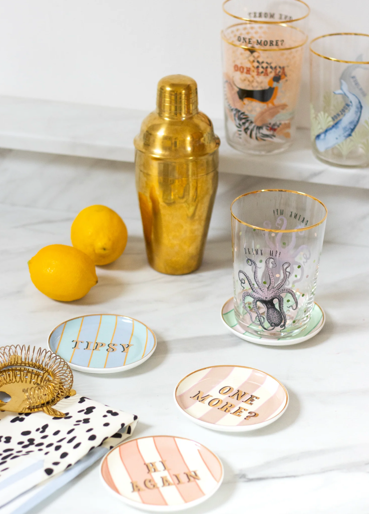 Yvonne Ellen Ceramic Coasters, Slogan ( Set Of 4 )