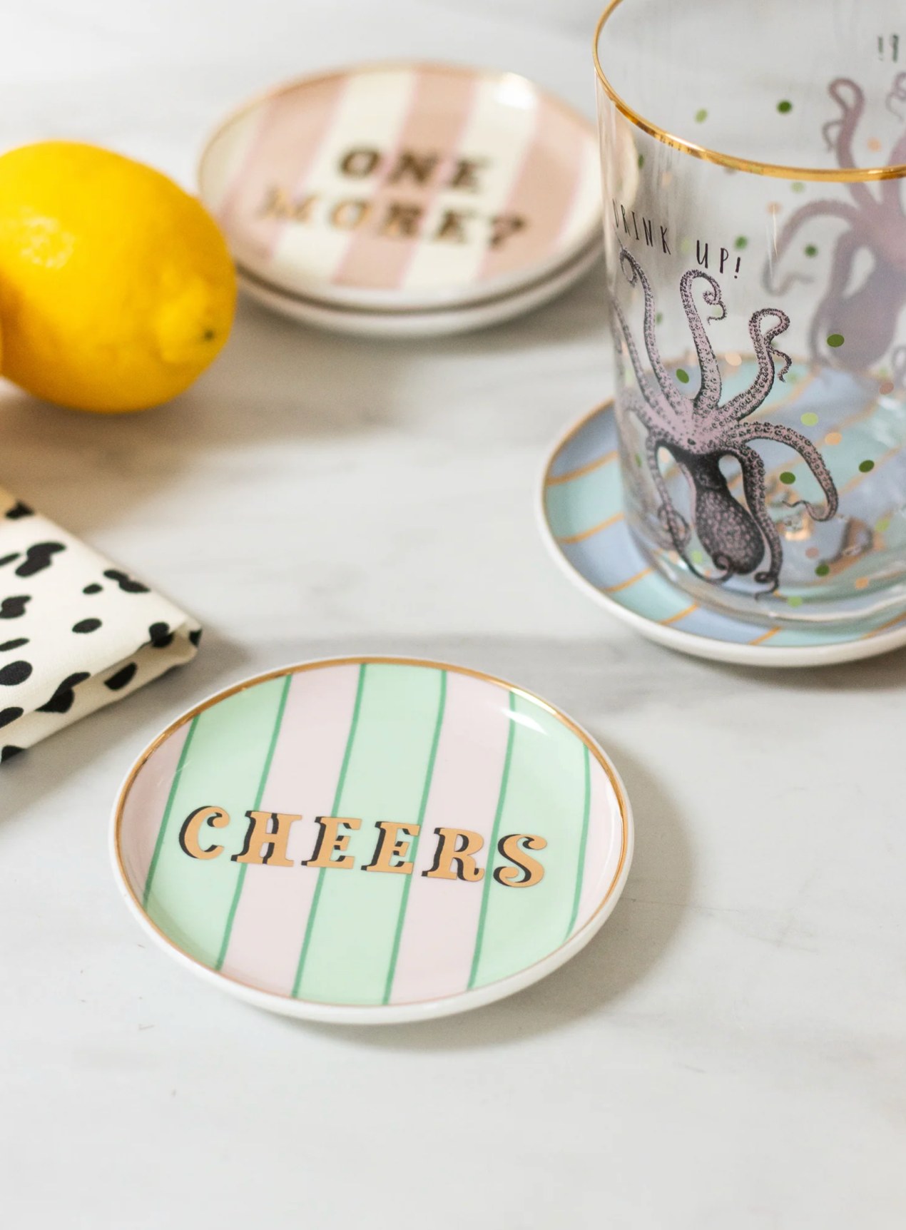 Yvonne Ellen Ceramic Coasters, Slogan ( Set Of 4 )
