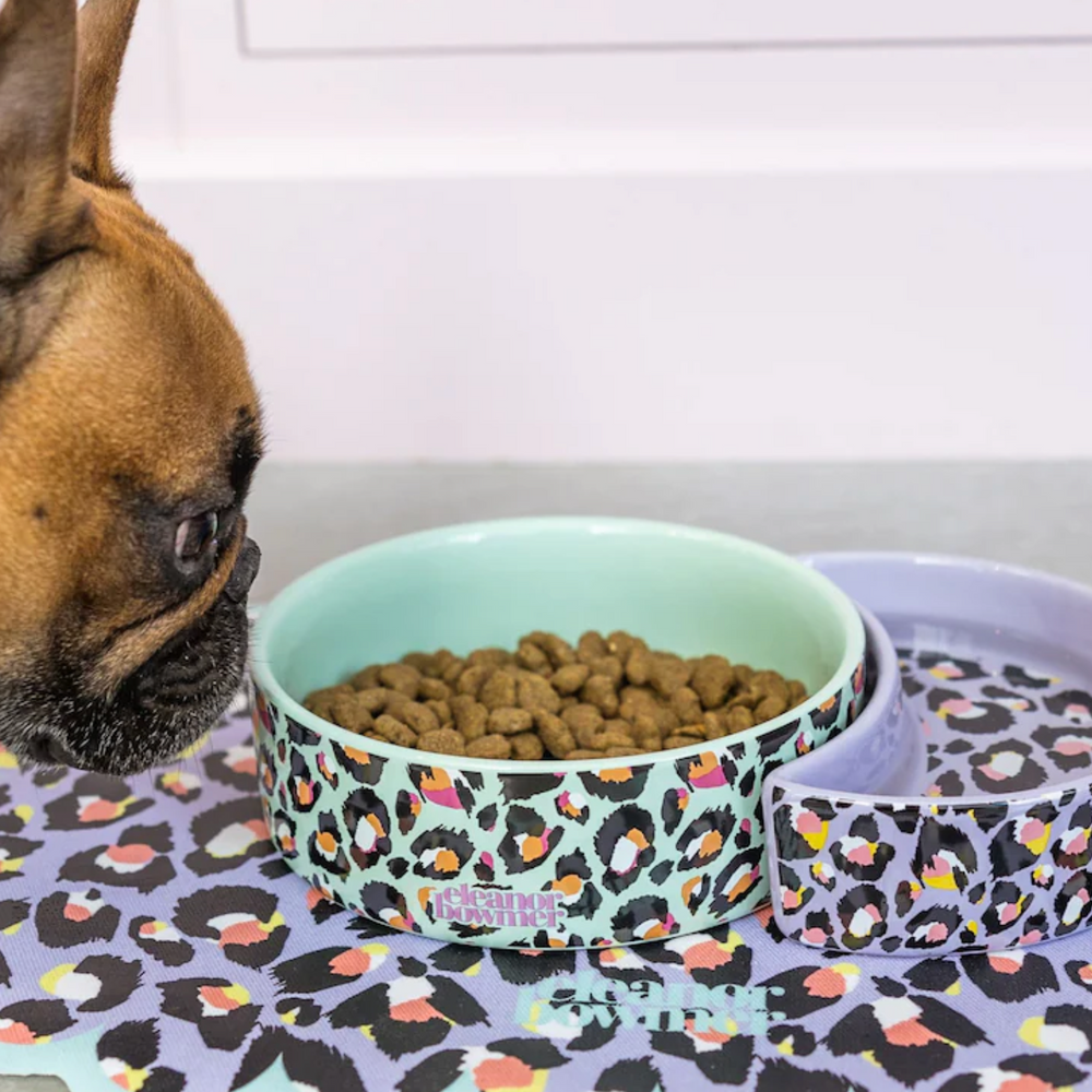 Eleanor Bowmer Ceramic Half Moon Pet Bowl,Leopard (Set Of 2)