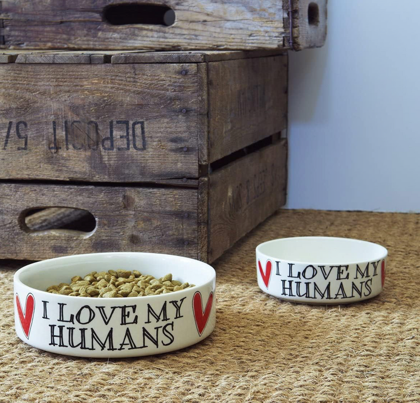Sweet William Ceramic Pet Bowl, I Love My Humans