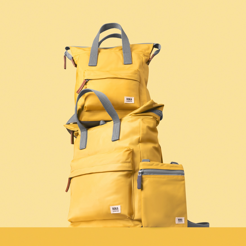 Roka London Bantry B Small Rucksack, Custard (Sustainable Canvas)