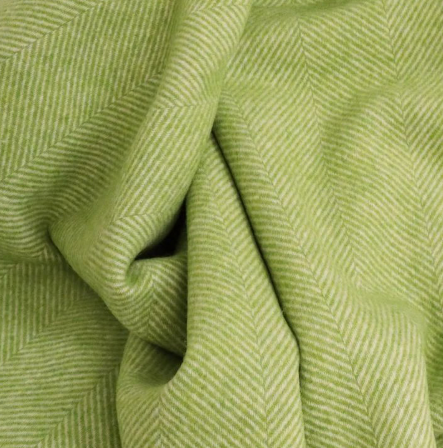 Bronte By Moon Herringbone Shetland Wool Throw Blanket, Apple