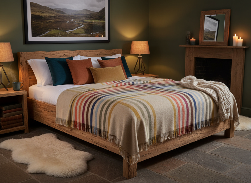 Bronte By Moon Henley Merino Wool Throw, Beige