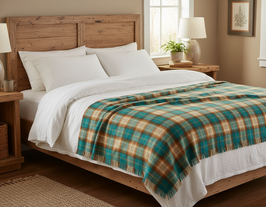 Bronte By Moon Winterton Merino Wool Throw, Jade