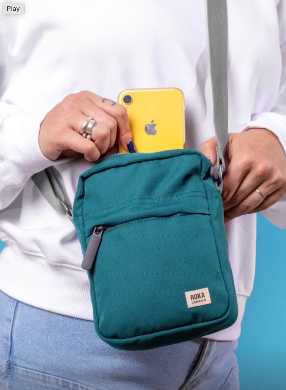 Roka London Bond Crossbody Bag, Teal (Sustainable Canvas)