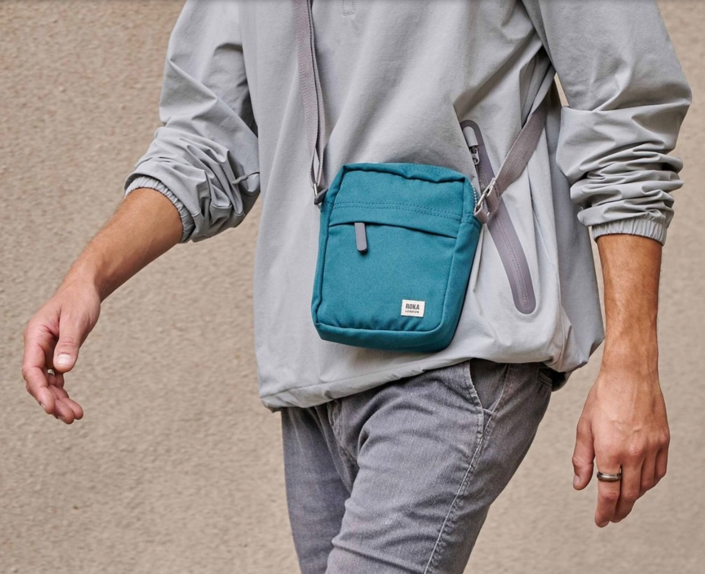 Roka London Bond Crossbody Bag, Teal (Sustainable Canvas)