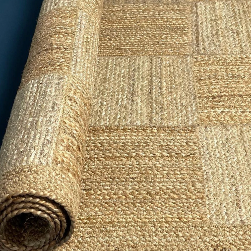 The Braided Rug Company Jute Rug, Natural / White Tiles