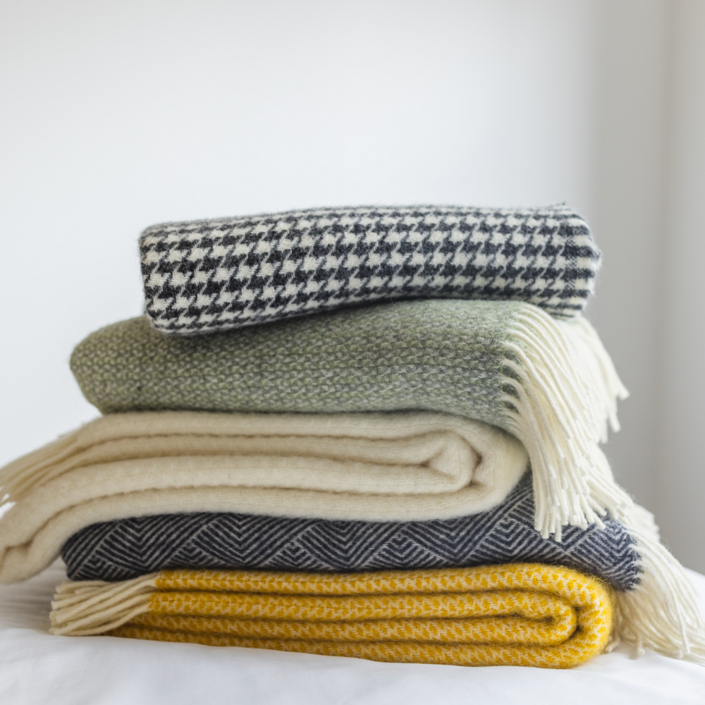 Tweedmill Illusion Pure New Wool Throw, Green & Grey