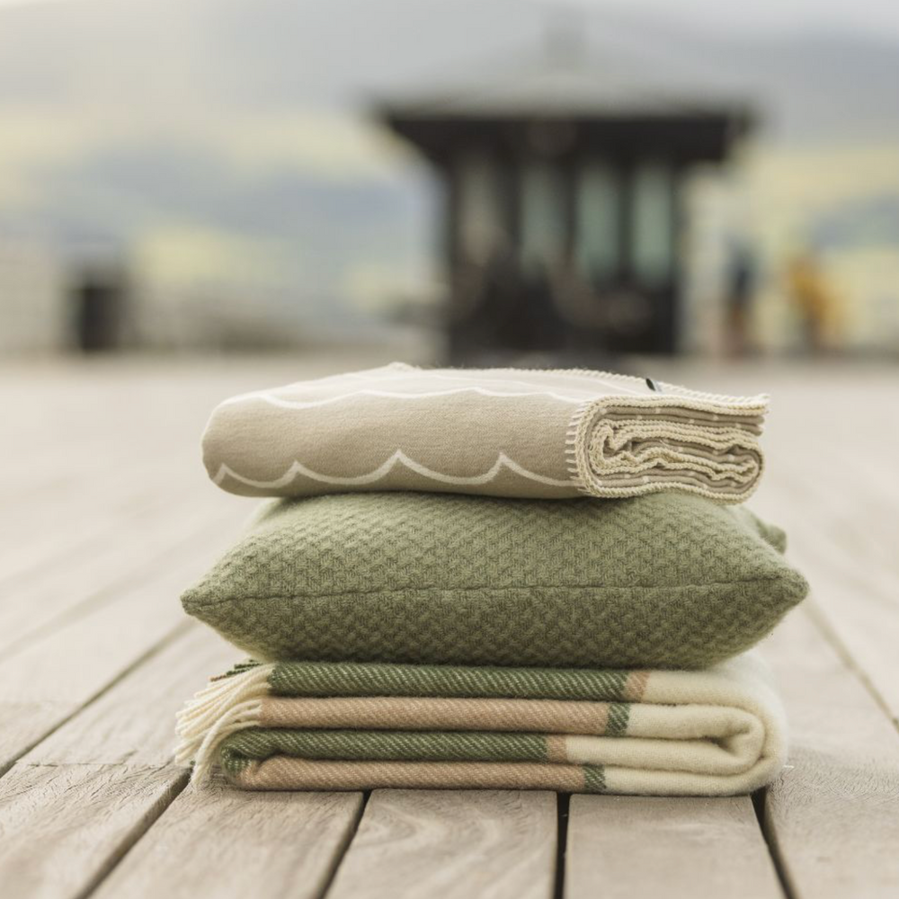 Tweedmill Block Check Pure New Wool Throw, Olive