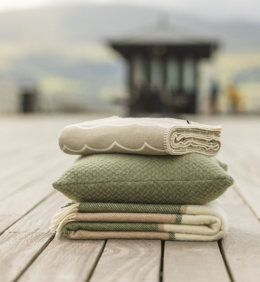 Tweedmill Block Check Pure New Wool Throw, Olive