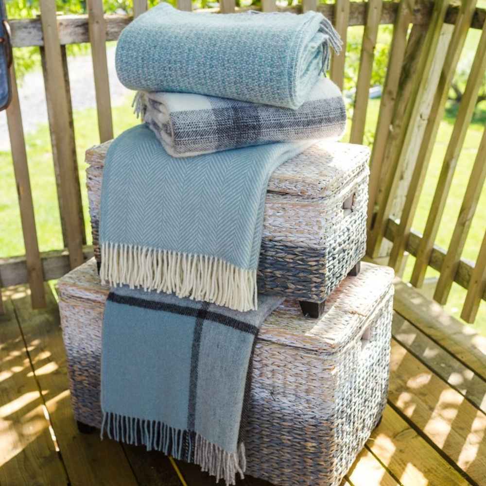 Tweedmill Illusion Pure New Wool Throw, Spearmint & Grey