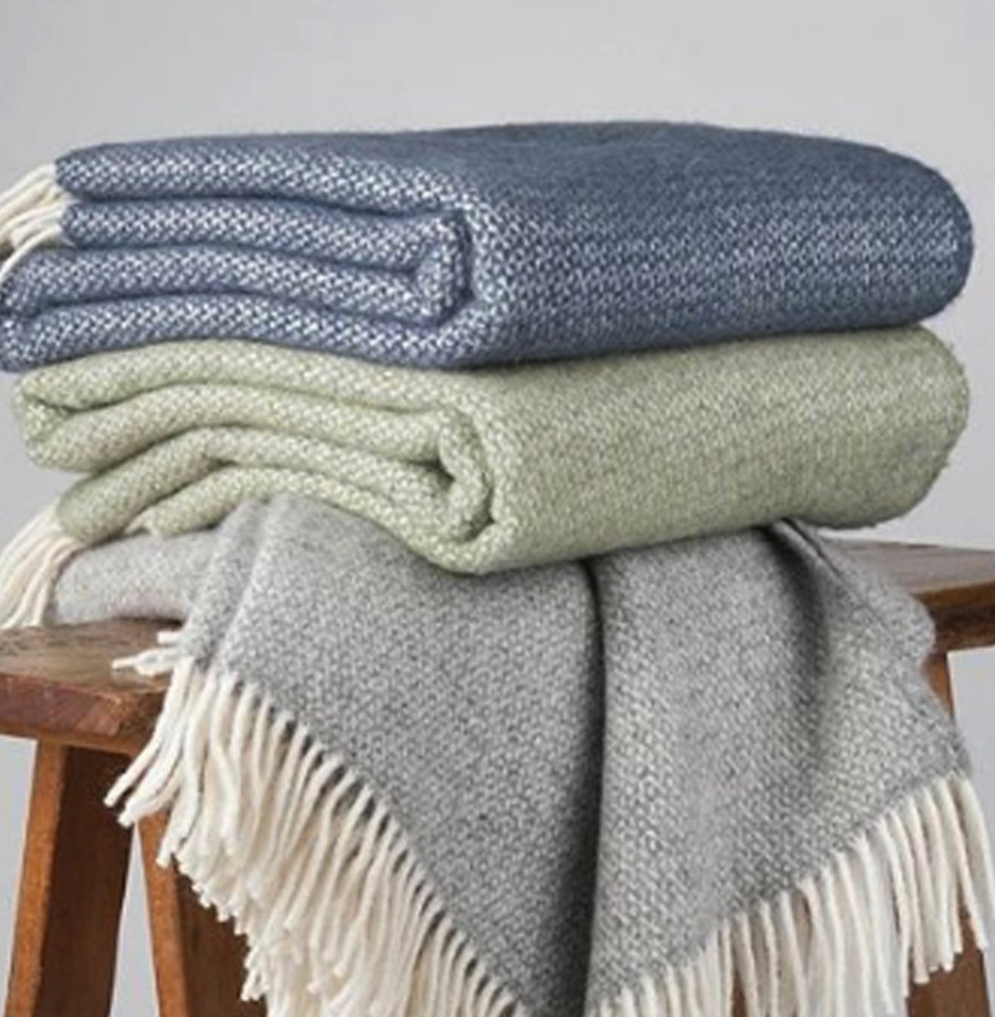 Tweedmill Illusion Pure New Wool Throw Blanket, Blue Slate