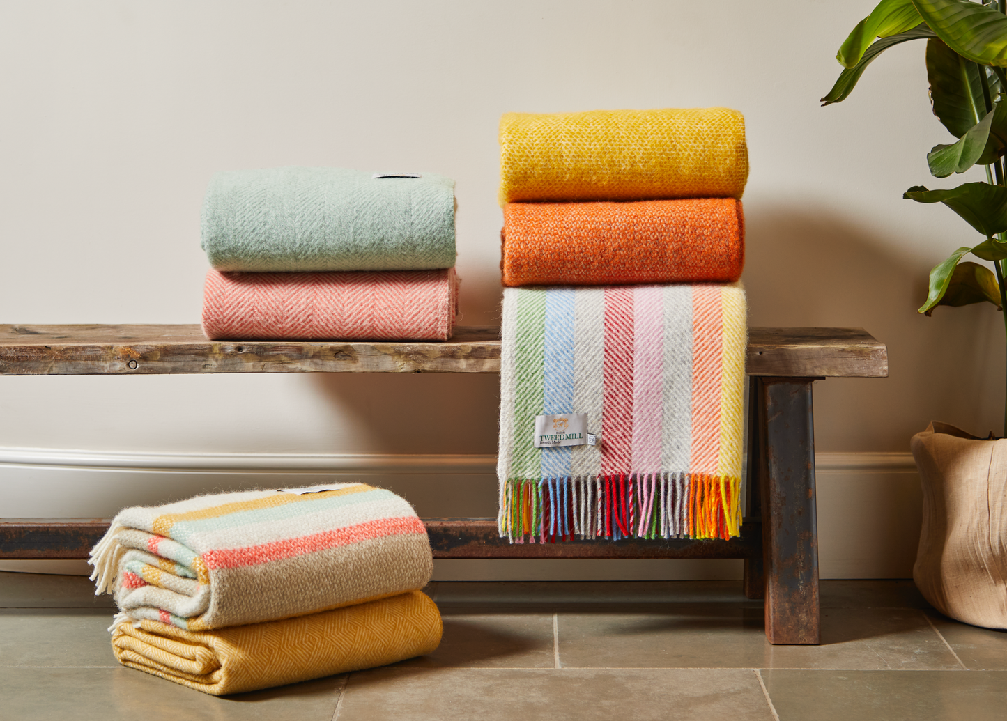 Tweedmill Illusion Stripe Pure New Wool Throw Blanket, Spring