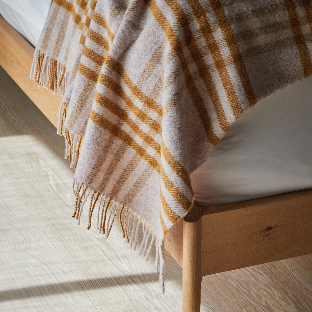 Tweedmill Hex Check Pure New Wool Throw, English Mustard