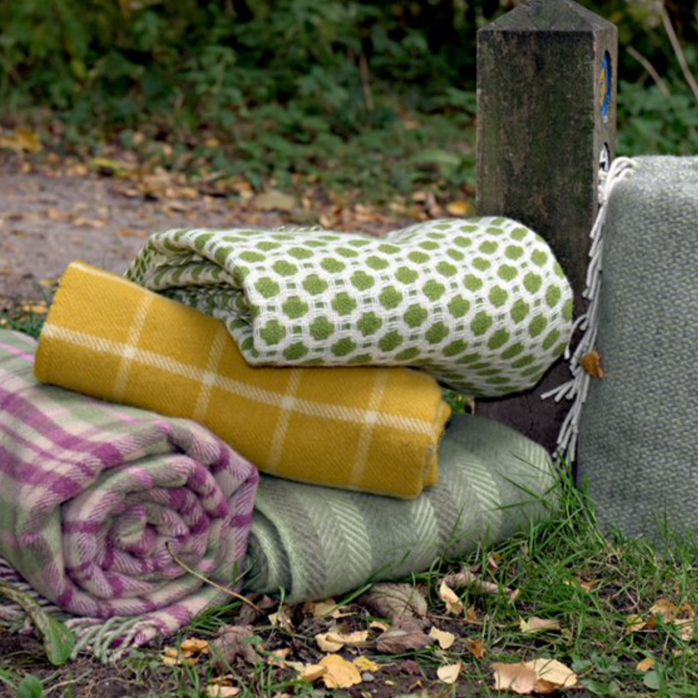 Tweedmill Cottage Check Pure New Wool Throw, Pink
