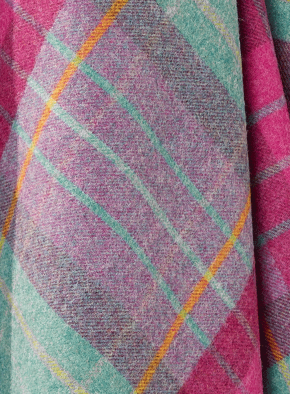 Bronte By Moon Saltburn Shetland Wool Throw Blanket, Cerise & Mint