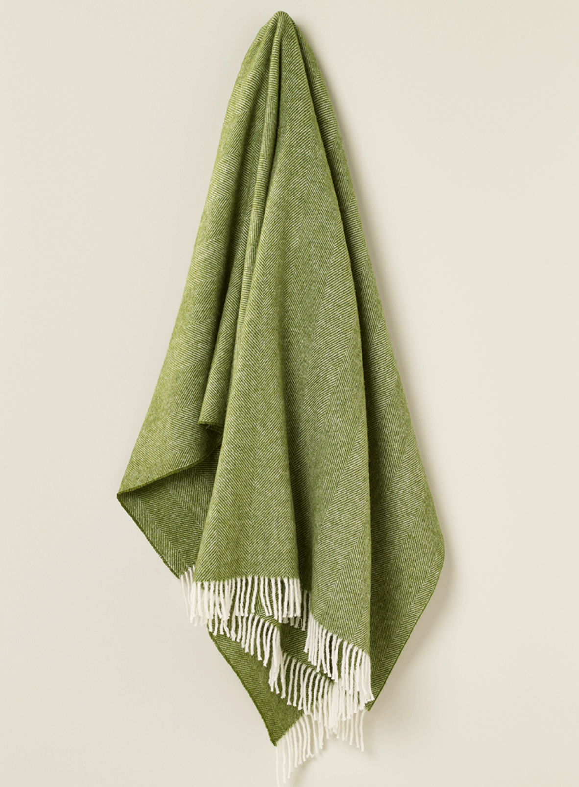 Bronte By Moon Herringbone Shetland Wool Throw Blanket, Apple