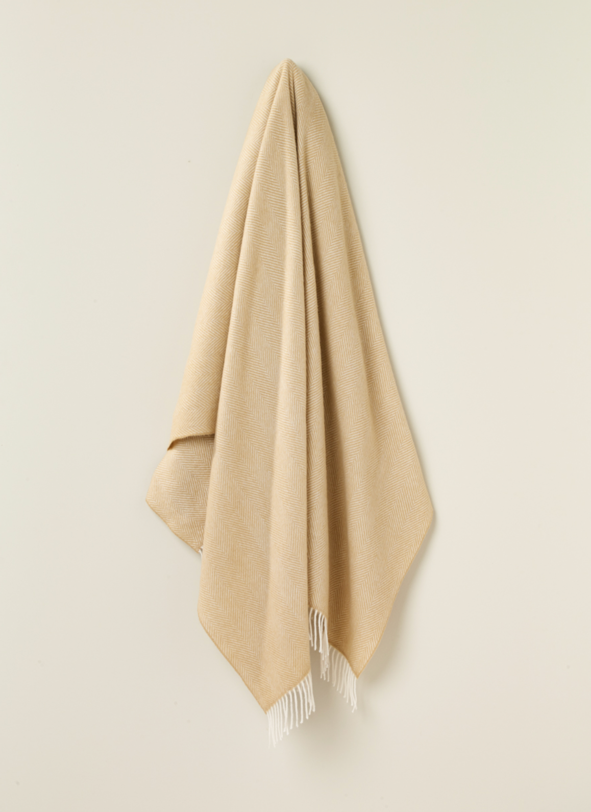 Bronte By Moon Herringbone Merino Wool Throw Blanket, Natural