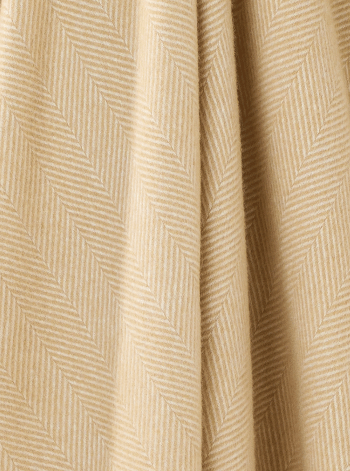 Bronte By Moon Herringbone Merino Wool Throw Blanket, Natural