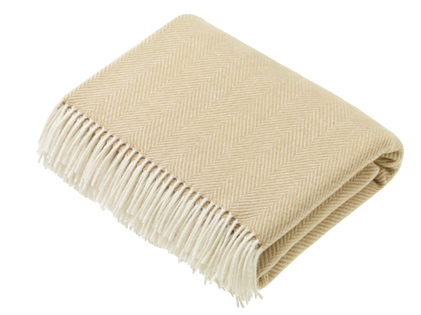 Bronte By Moon Herringbone Merino Wool Throw Blanket, Natural